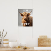 Bent u Pooping Funny Highland Koe Toilet Badkamer Poster (Keuken)