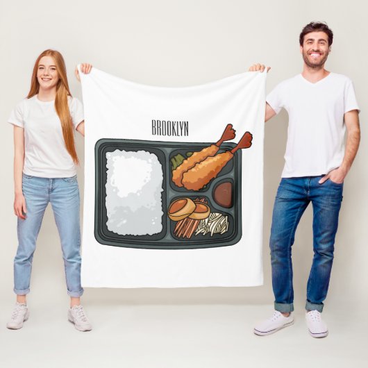 Bento-cartoon illustratie fleece deken (In situ)