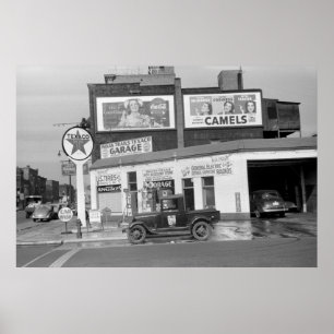 Benton Harbor Filling Station, jaren 1940 Poster