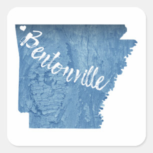 Bentonville Arkansas Wood Grain Vierkante Sticker