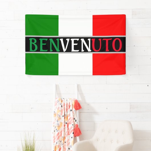 Benvenuto Welkom op Italiaanse vlag Spandoek (Insitu)