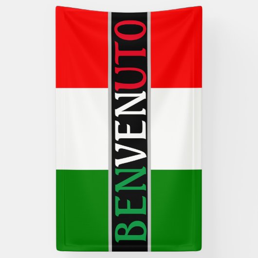 Benvenuto Welkom op Italiaanse vlag Spandoek (Verticaal)