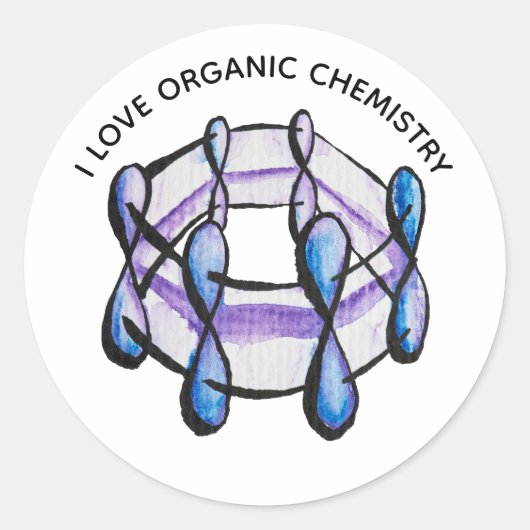 Benzene Molecule Love Chemistry Ronde Sticker (Voorkant)