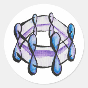 Benzene Molecule Waterverf Organic Chemistry Art Ronde Sticker