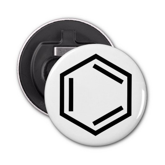 BENZENE RING SYMBOOL BUTTON FLESOPENER (Voorkant)