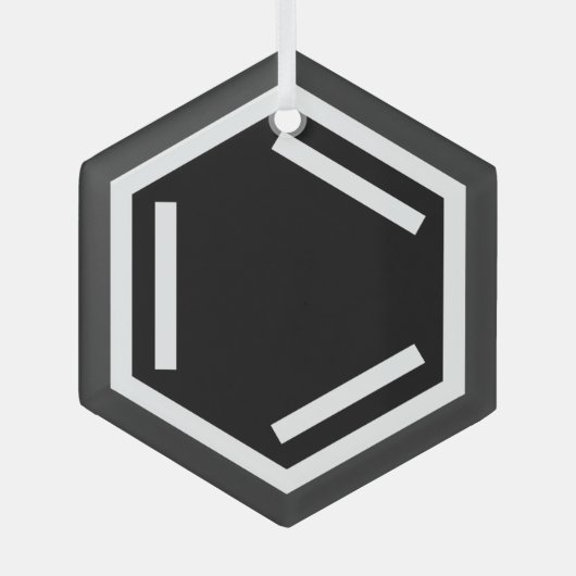 BENZENE RING SYMBOOL GLAS ORNAMENT (Voorkant)