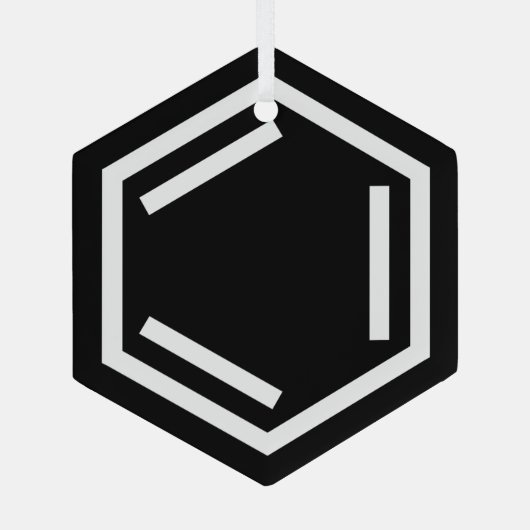 BENZENE RING SYMBOOL GLAS ORNAMENT (Achterkant)