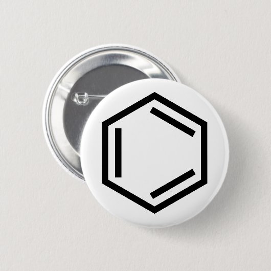 BENZENE RING SYMBOOL RONDE BUTTON 5,7 CM (Voorkant /achterkant)