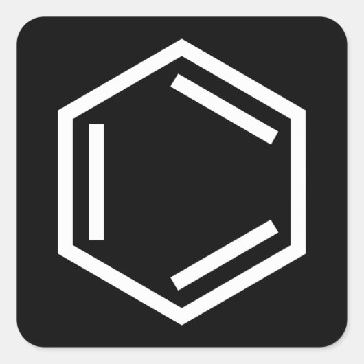 BENZENE RING SYMBOOL VIERKANTE STICKER (Voorkant)