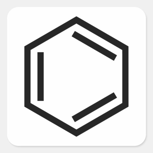 BENZENE RING SYMBOOL VIERKANTE STICKER (Voorkant)