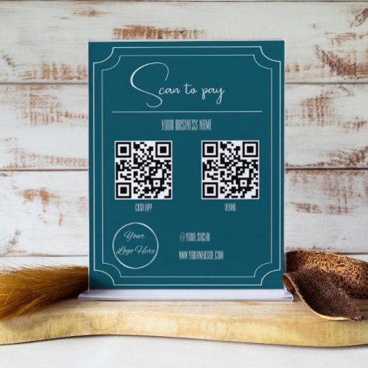 Benzine blauw 2 QR code boutique scan te betalen Poster