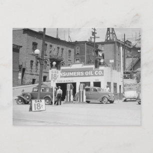 Benzinepomp in Montana, 1939 Briefkaart
