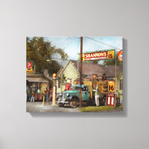 Benzinestation - Shannon's superbenzines 1939 Canvas Afdruk
