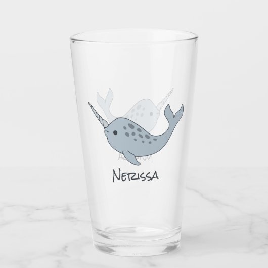 Beoogd Narwhal Name Glass Glas (Voorkant)