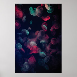 BEOORDEELDE KLEUR JELLYFISH PAINTING POSTER
