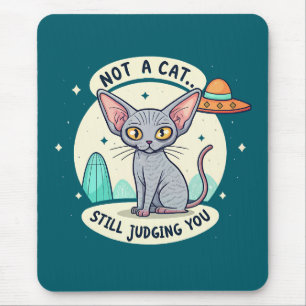 Beoordeling Sphynx Kat UFO Sarcastische Cartoon Ku Muismat
