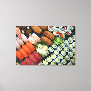 Beoordeling van Japanse sushi-favorieten Canvas Afdruk