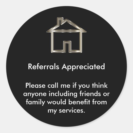 Beoordeling van makelaarsverwijzing ronde sticker (Voorkant)