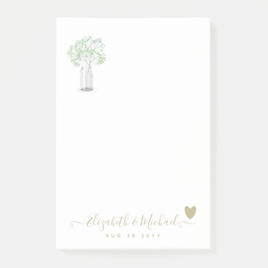 BEORGANIZED TROUWPLANNER Gypsophila Gold Hart Post-it® Notes (Voorkant)