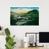 Beperkte spoorweg nabij Hoefijzer Curve Poster (Thuiskantoor)