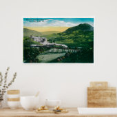 Beperkte spoorweg nabij Hoefijzer Curve Poster (Keuken)