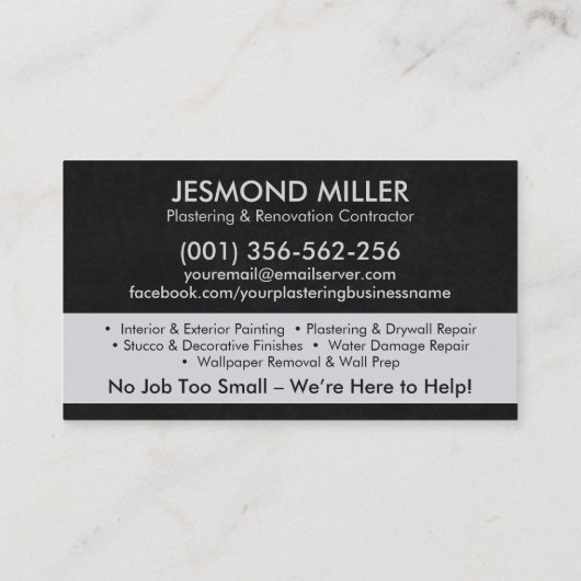 Bepleisterings- en schilderdiensten visitekaartje (Achterkant)
