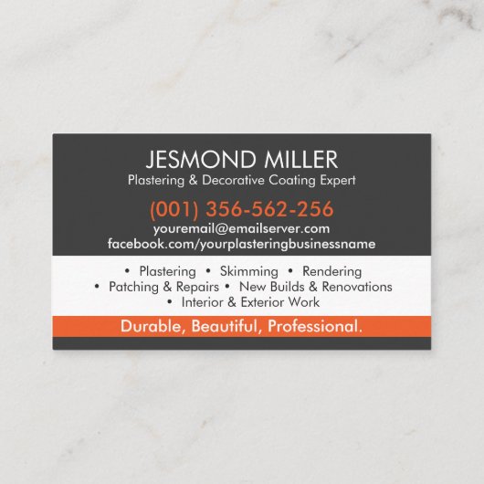 Bepleisteringsdiensten Visitekaartje (Achterkant)