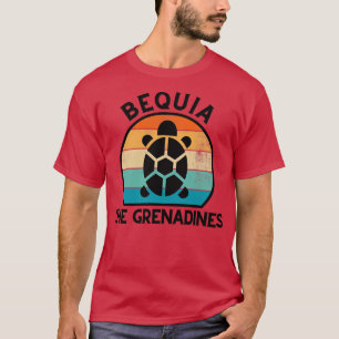 Bequia De Grenadines Retro Zonsondergang met Schil T-shirt
