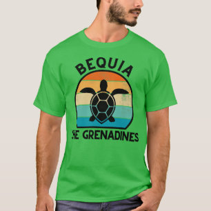 Bequia De Grenadines Retro Zonsondergang met Schil T-shirt