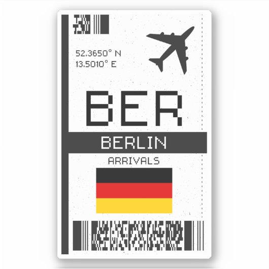 BER Berlin Boarding Pass - Duitsland Reizen Sticker (Voorkant)