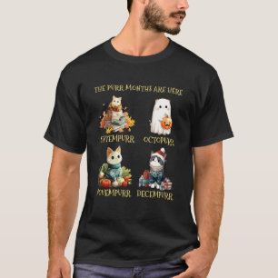 BER Maanden Snor Maanden Herfst Winter Kat T-shirt