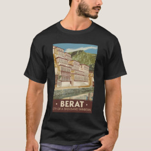 Berat Albanië Illustratie Reizen Art Vintage T-shirt