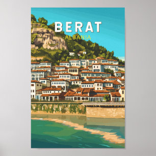 Berat Albanië Travel Art Vintage Poster