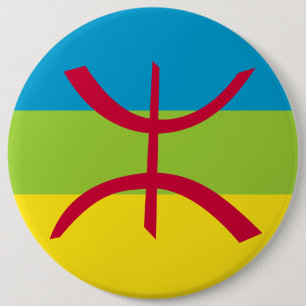 Berber ⴰ Amazigh ⴻ Vlag van Berber ⵢ de ⴾ Ronde Button 6,0 Cm