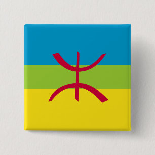 Berber ⴰ Amazigh ⴻ Vlag van Berber ⵢ de ⴾ Vierkante Button 5,1 Cm