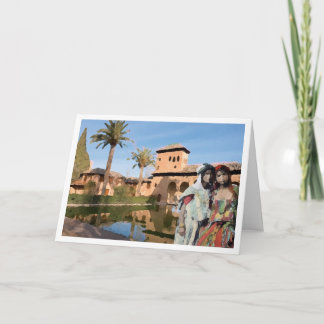 Berbervrouwen en traditionele Marokkaanse architec Bedankkaart
