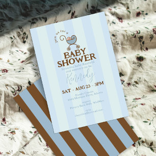 Berceau de bébé vintage Invitation Baby Shower ble