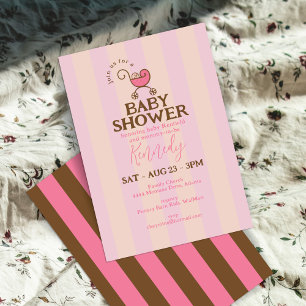Berceau Vintage Bébé Fille Invitation Baby Shower