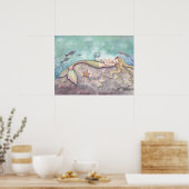 Berceuse de la Sirène Mère et Bébé Impression Aqua (Cuisine)