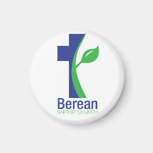 Berean Baptist Church-ronde magneten (wit)
