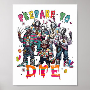 Bereid je voor op retro dye horror paashaas paasha poster