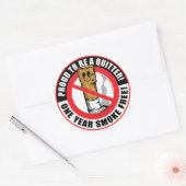 Bereid om een Quitter 1 jaar te zijn Ronde Sticker (Envelop)