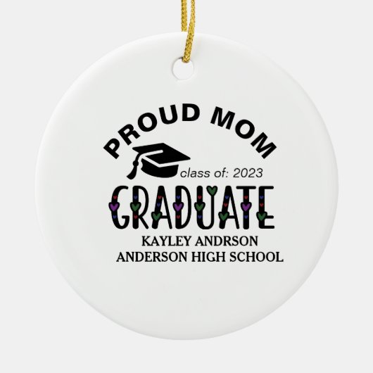 Bereide mam, jaar met aangepaste Afstuderen naam Keramisch Ornament (Voorkant)