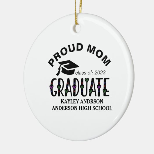 Bereide mam, jaar met aangepaste Afstuderen naam Keramisch Ornament (Links)