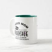 Bereide mam, jaar met aangepaste Afstuderen naam Tweekleurige Koffiemok (Voorkant links)