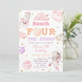 Bereik Four The Stars Girls Space 4e verjaardag Kaart