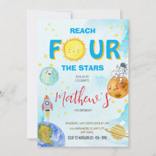 Bereik Four The Stars Waterverf Space 4e verjaarda Kaart