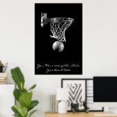 Bereik Motivatie Basketball Black & White Poster (Thuiskantoor)