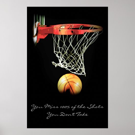 Bereik Motivatie Citaat Basketball Poster (Voorkant)