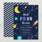 Bereik vier sterren op de vierde verjaardag kaart (Voorkant / Achterkant)
